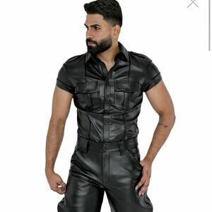 Northbound Leather Police Shirt Black Pearl Snap Heavyweight MSRP $1249 Sz M